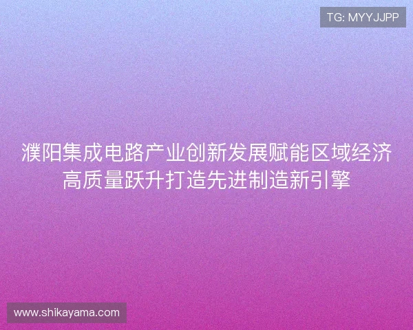 濮阳集成电路产业创新发展赋能区域经济高质量跃升打造先进制造新引擎 濮阳集成电路产业创新发展赋能区域经济高质量跃升打造先进制造新引擎